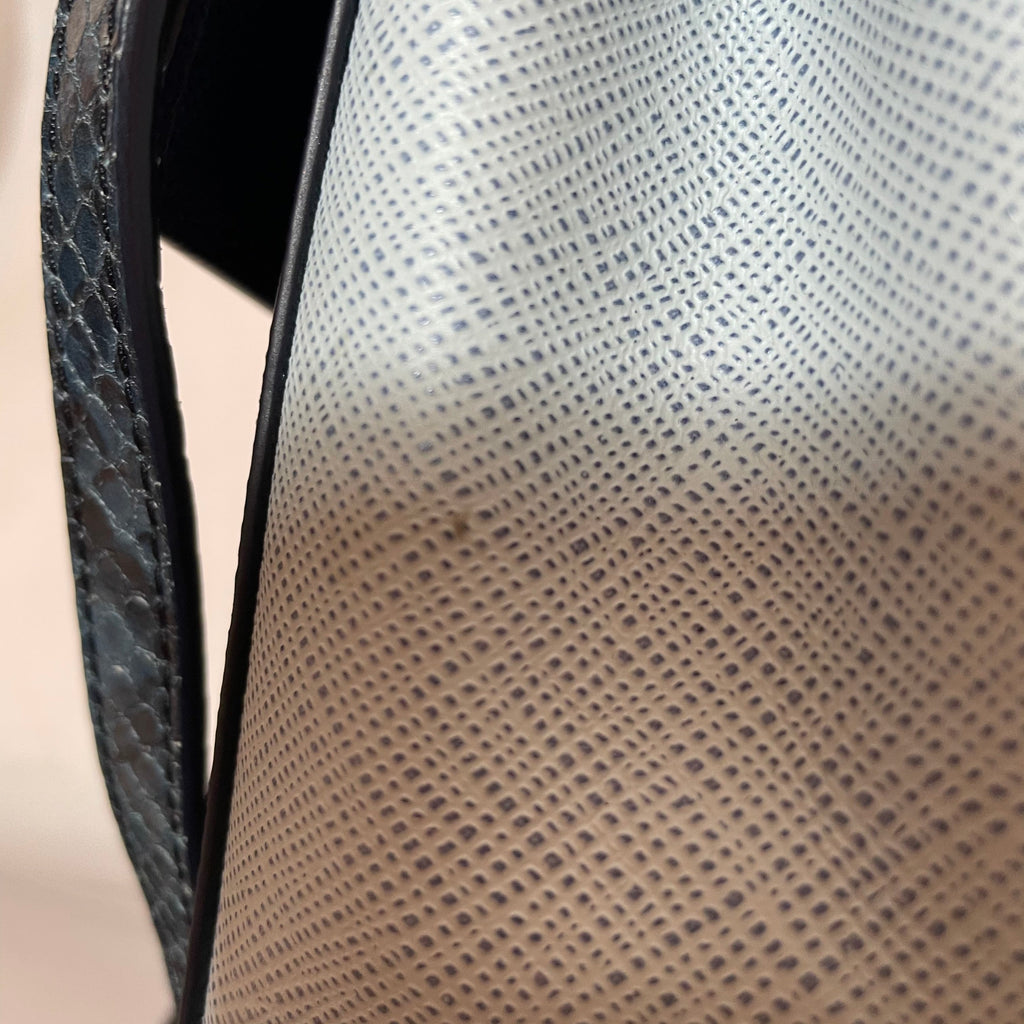 Tory Burch Blue Leather & Embossed Snakeskin 'Robinson' Mini Satchel  | Gently Used |