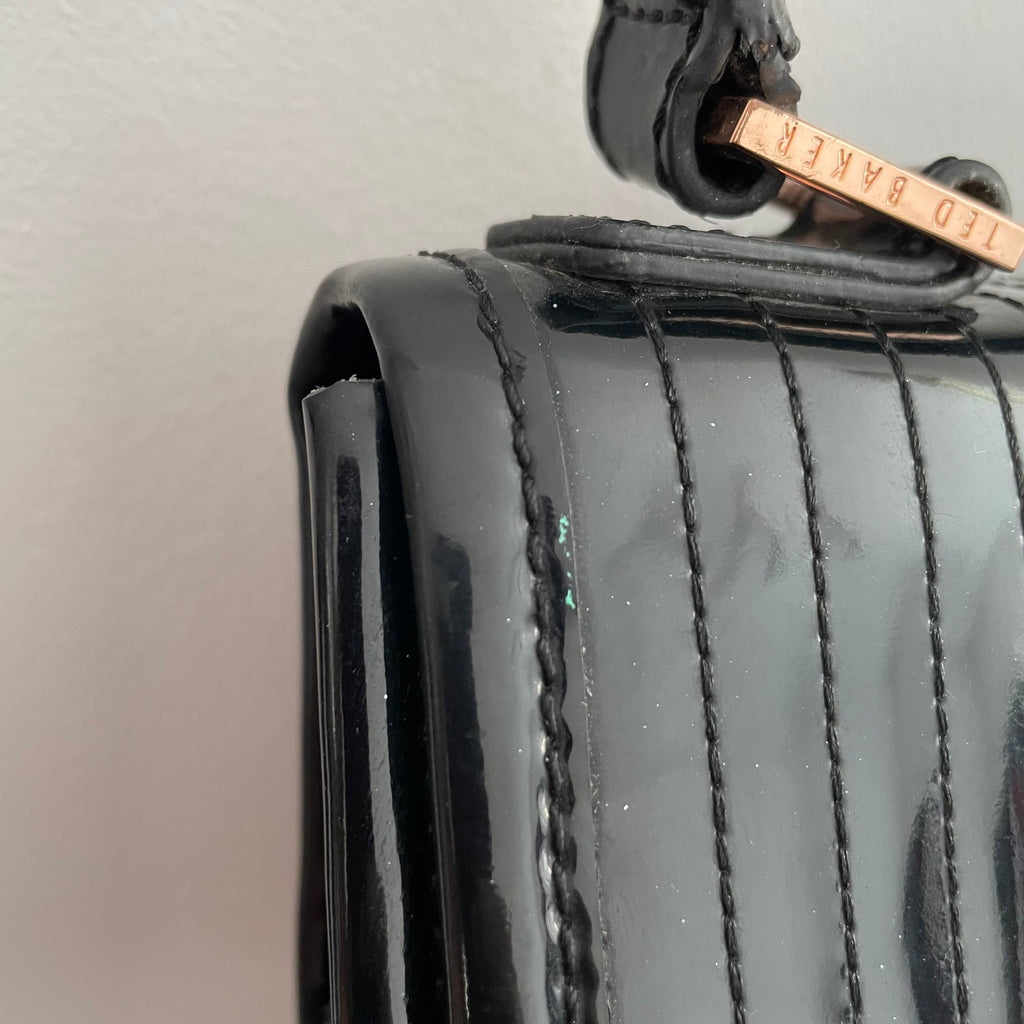 Ted Baker Black Patent Leather Shoulder Bag | Gently Used |