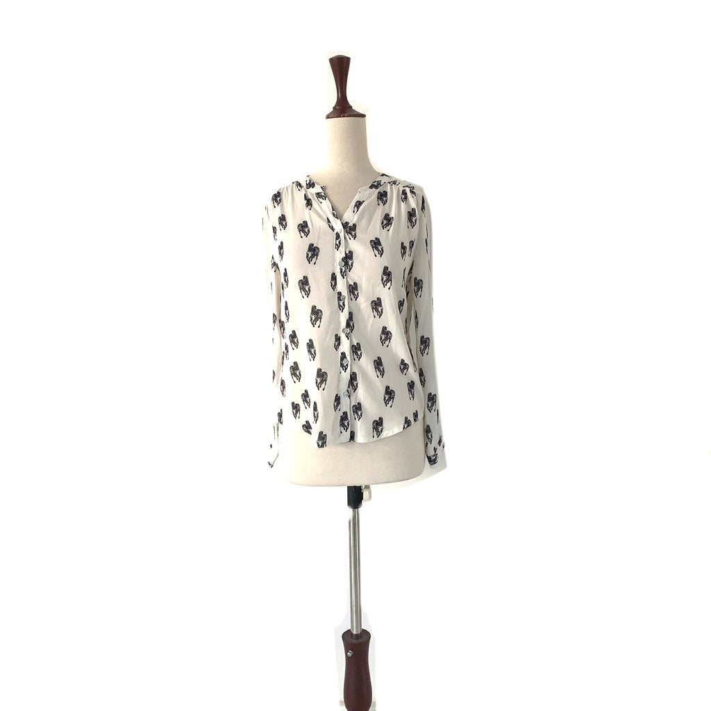 TEMT Cream Zebra Print Collared Shirt | Brand New |