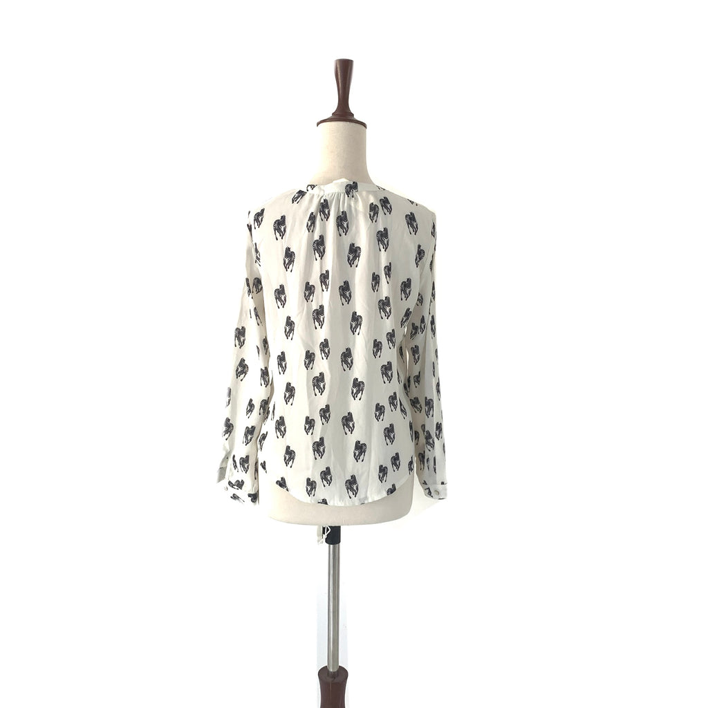 TEMT Cream Zebra Print Collared Shirt | Brand New |