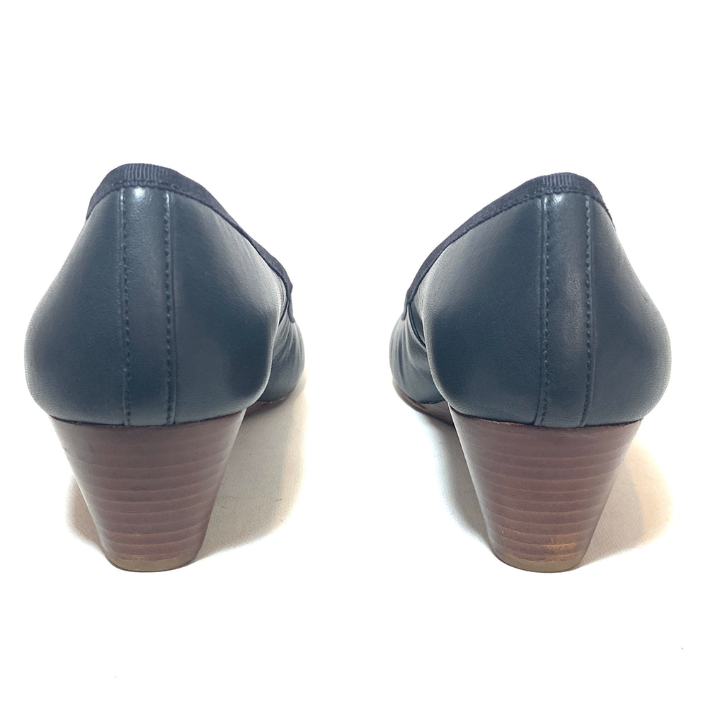 Tory Burch Navy Leather 'Chelsea' Wedges | Gently Used |