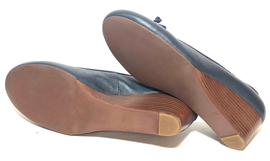 Tory Burch Navy Leather 'Chelsea' Wedges | Gently Used |