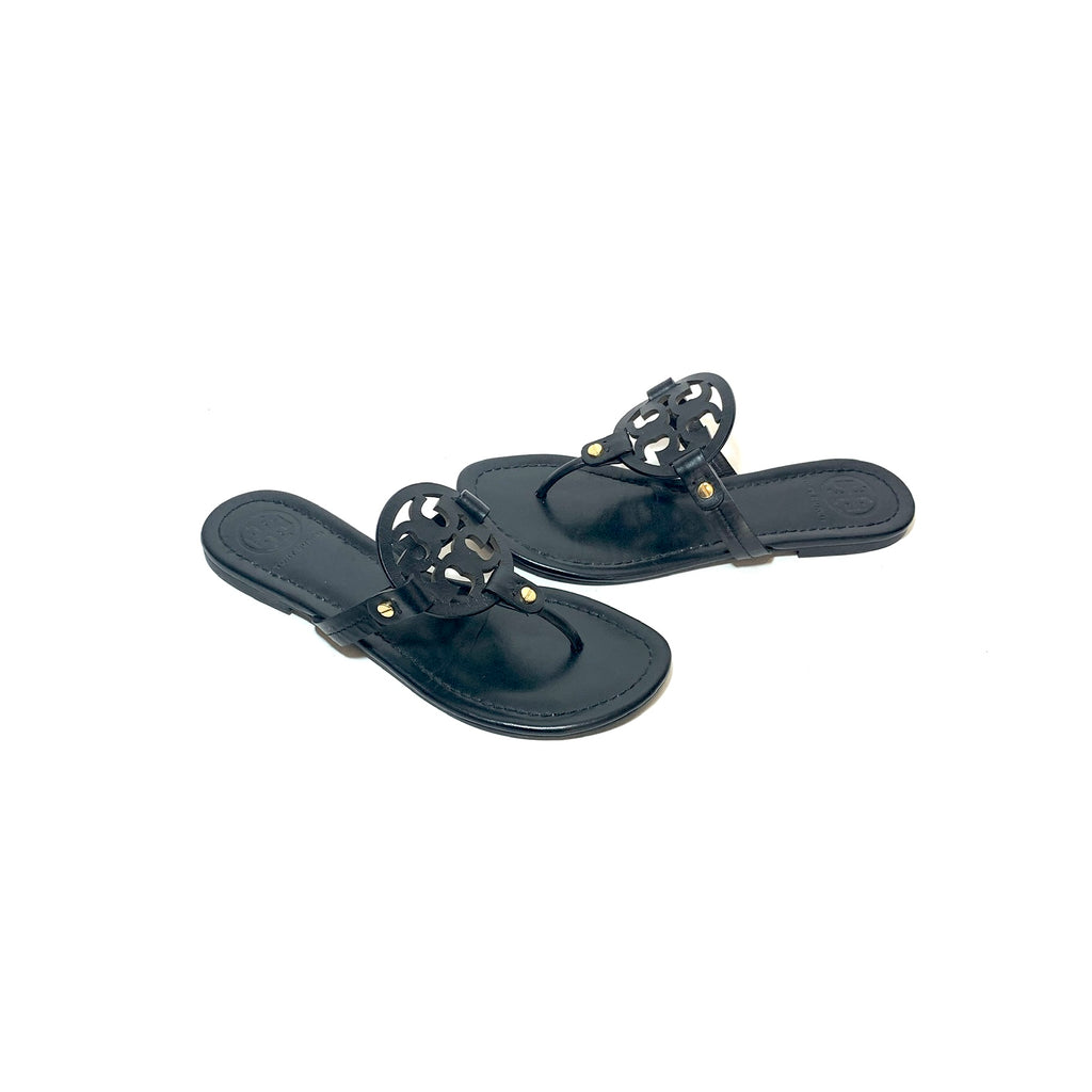Tory Burch Black Leather ' Miller' Sandals | Gently Used |