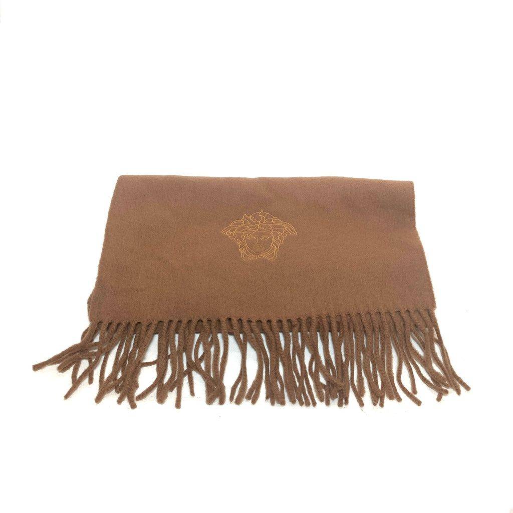 Versace Vintage Camel Unisex Wool Scarf | Like New |