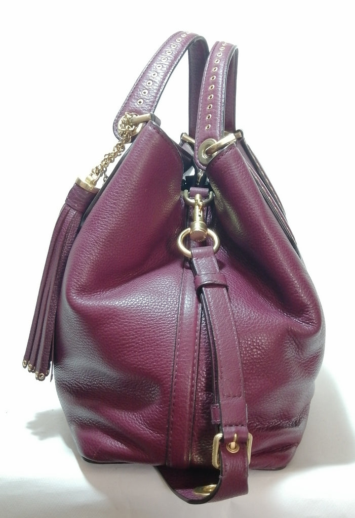 Michael Kors Maroon Leather Brooklyn Large Grab Bag