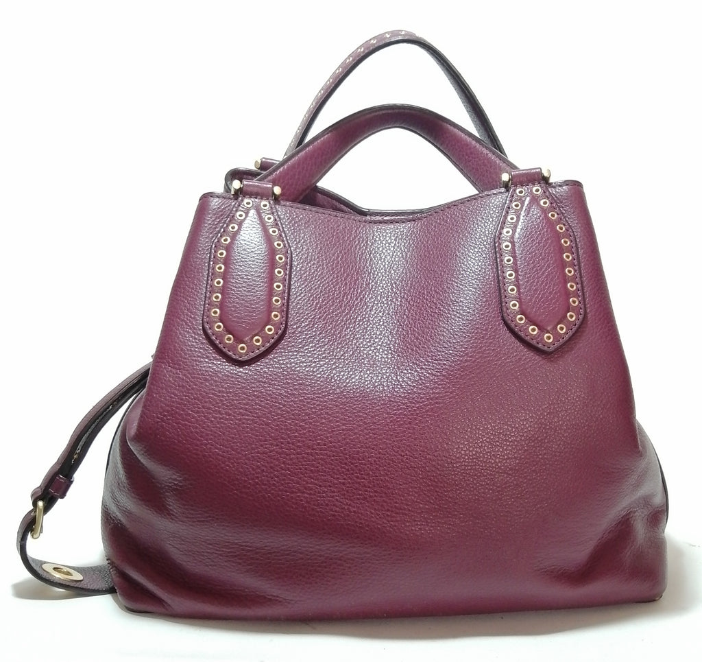 Michael Kors Maroon Leather Brooklyn Large Grab Bag