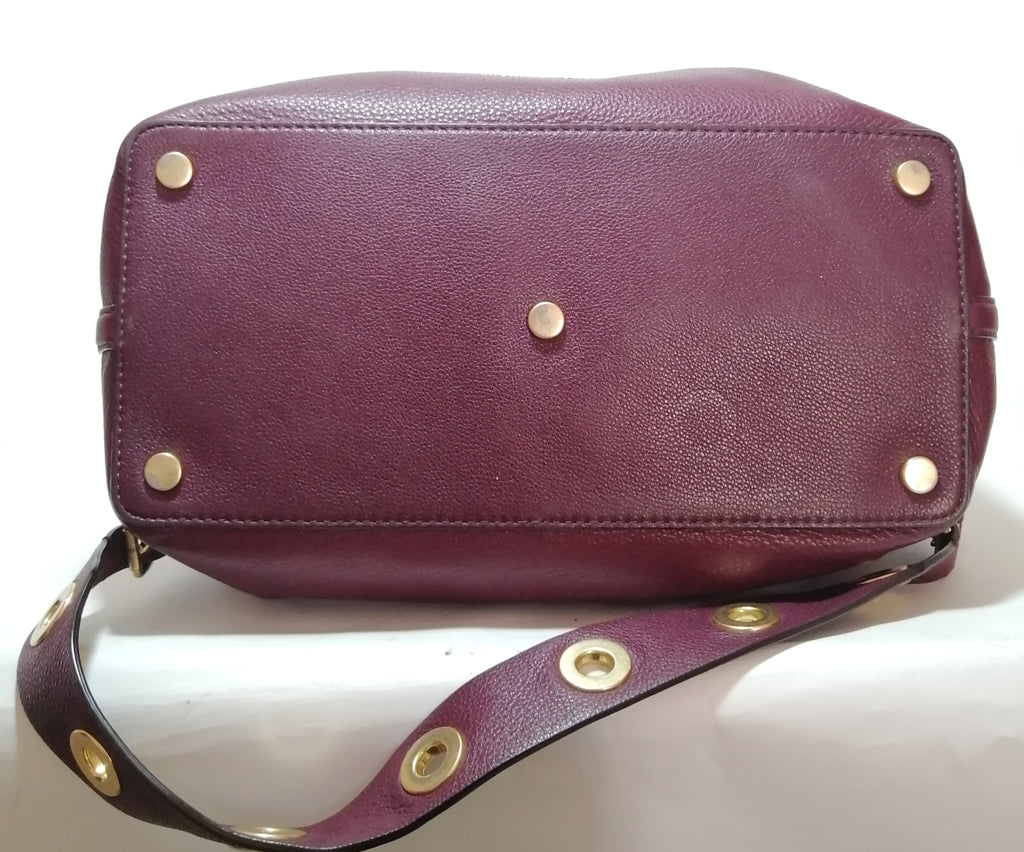 Michael Kors Maroon Leather Brooklyn Large Grab Bag