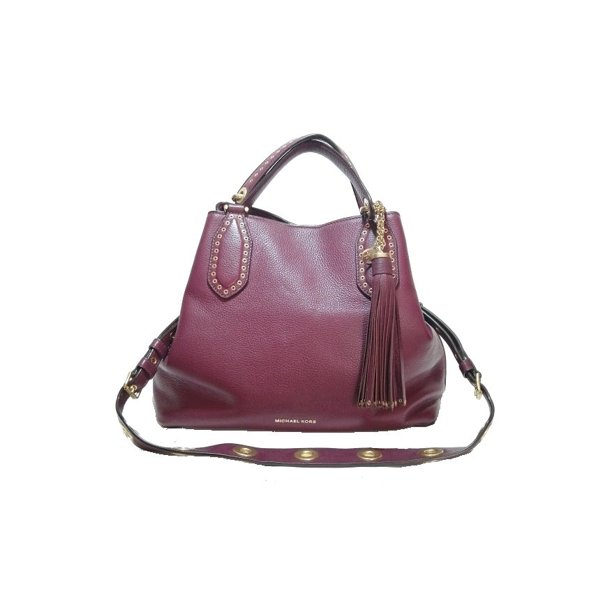 Michael Kors Maroon Leather Brooklyn Large Grab Bag