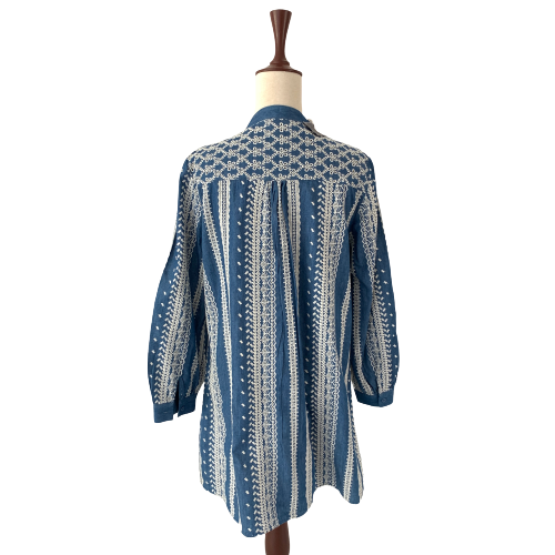 Zara Blue Denim with White Embroidery Tunic | Pre Loved |