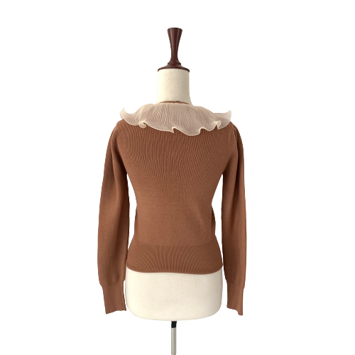 ZARA Brown Frill Collared Sweater | Gently Used |