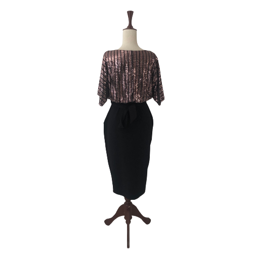Quiz Black and Rosegold Sequins Dress | Gently Used |