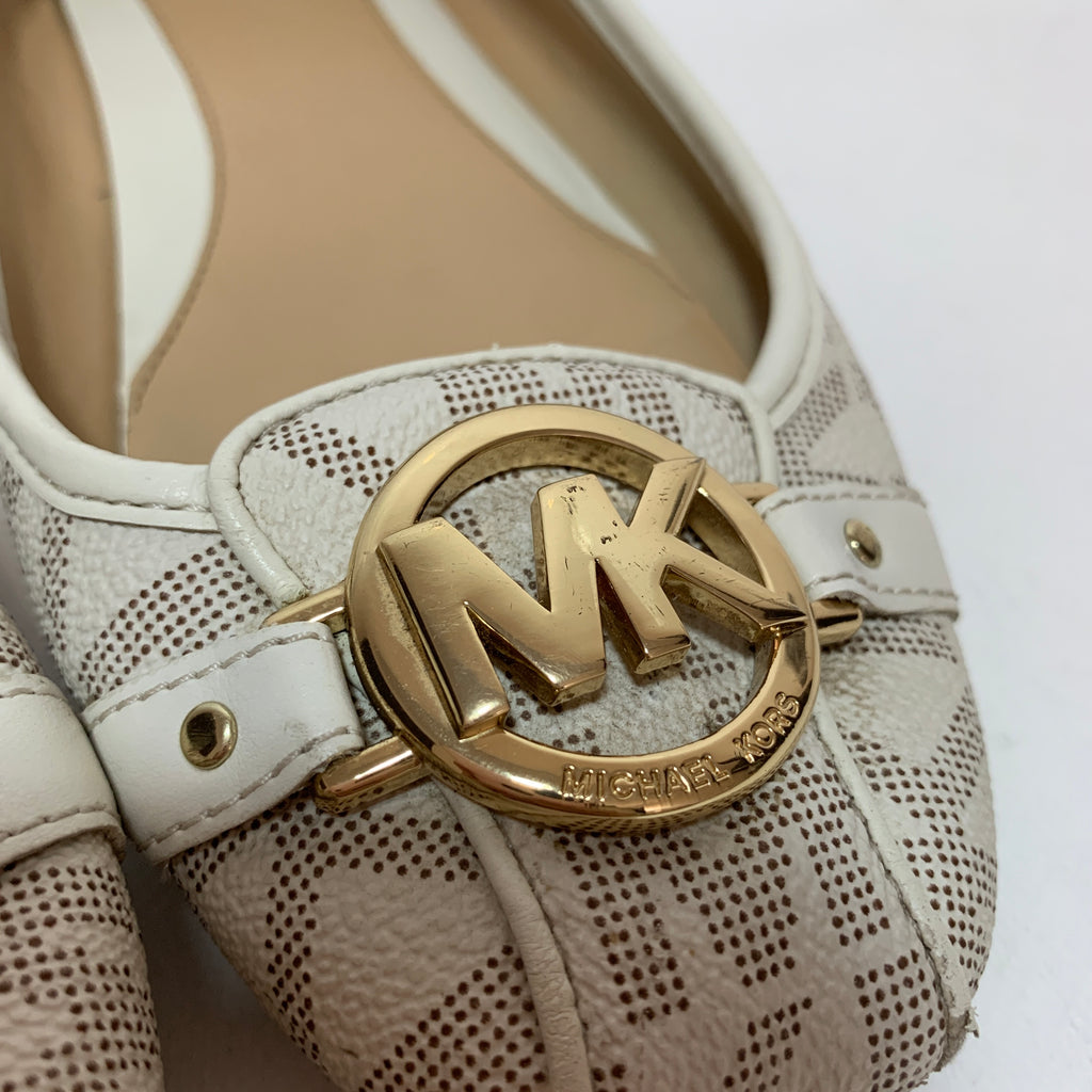 Michael Kors Vanilla Monogram Fulton Moccasin Flats | Pre Loved |