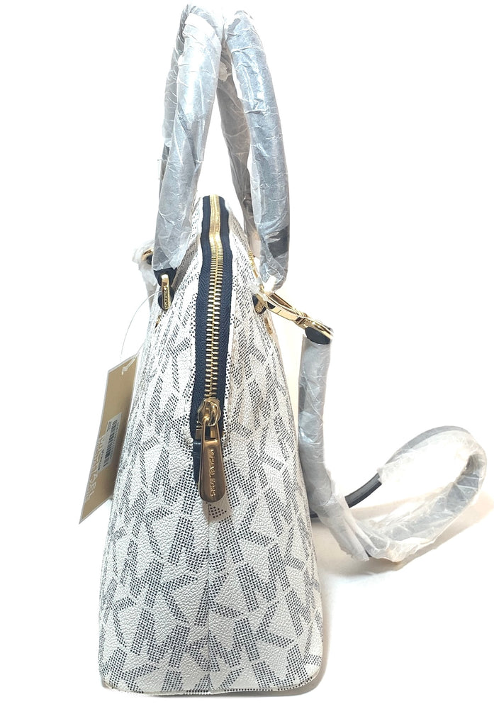 Michael Kors White & Nacy Monogram 'Cindy' Dome Satchel | Brand New |
