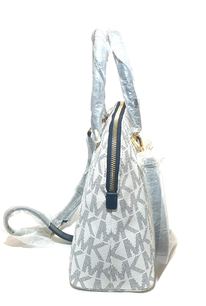 Michael Kors White & Nacy Monogram 'Cindy' Dome Satchel | Brand New |