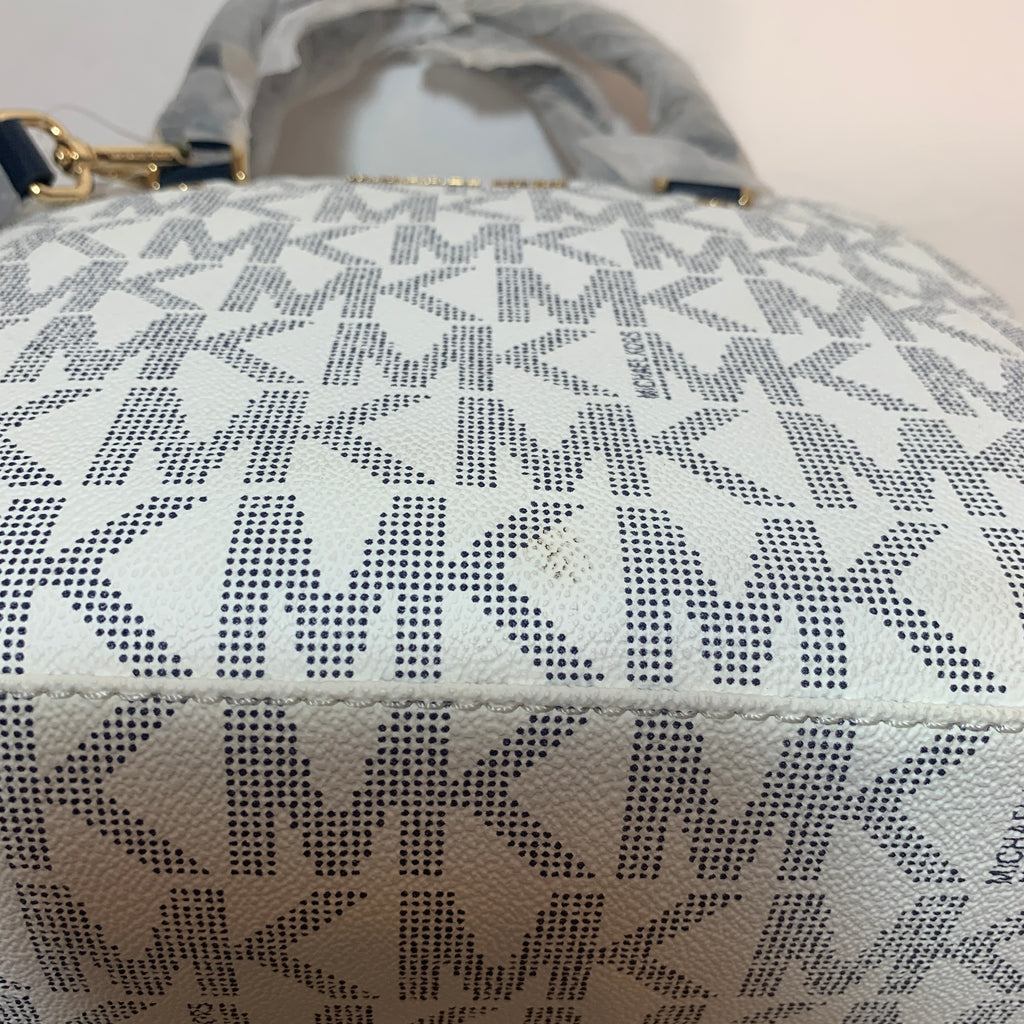 Michael Kors White & Nacy Monogram 'Cindy' Dome Satchel | Brand New |