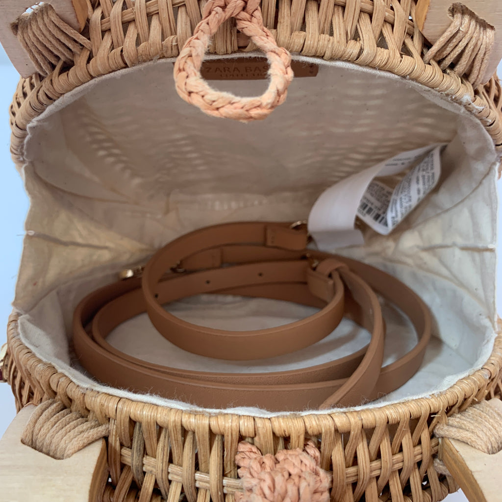 ZARA Round Cane & Straw Crossbody Bag | Pre Loved |