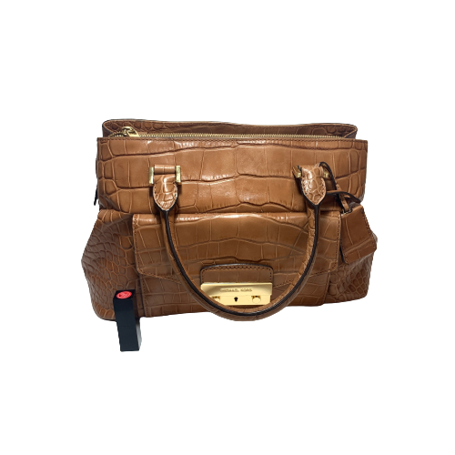 Michael Kors Tan Leather Croc Print Satchel | Pre Loved |