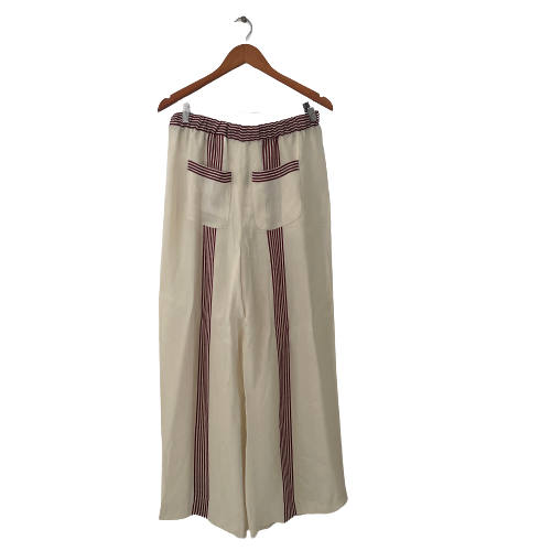 ZARA Cream and Maroon Striped Wide Leg Pants | Brand New |
