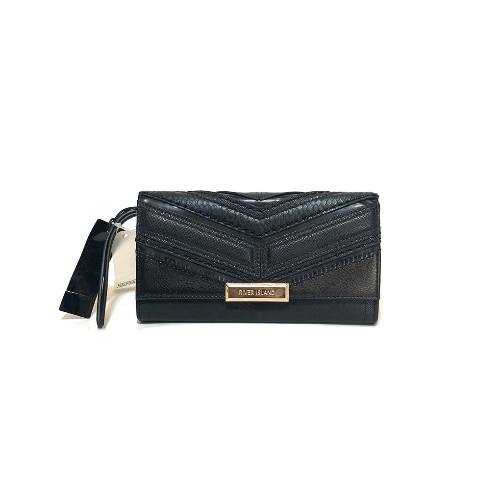 River Island Black Long Envelope Wallet | Brand New |