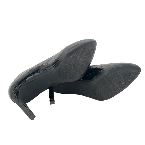 Next Black Croc Embossed Pointed Pumps | Like New |