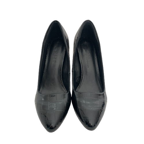 Next Black Croc Embossed Pointed Pumps | Like New |
