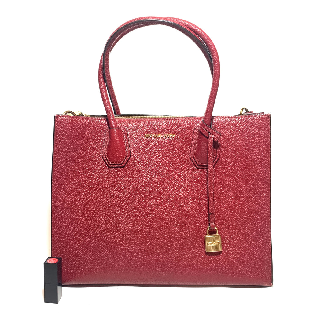 Michael Kors Red Pebbled Leather Mercer Satchel | Gently Used |