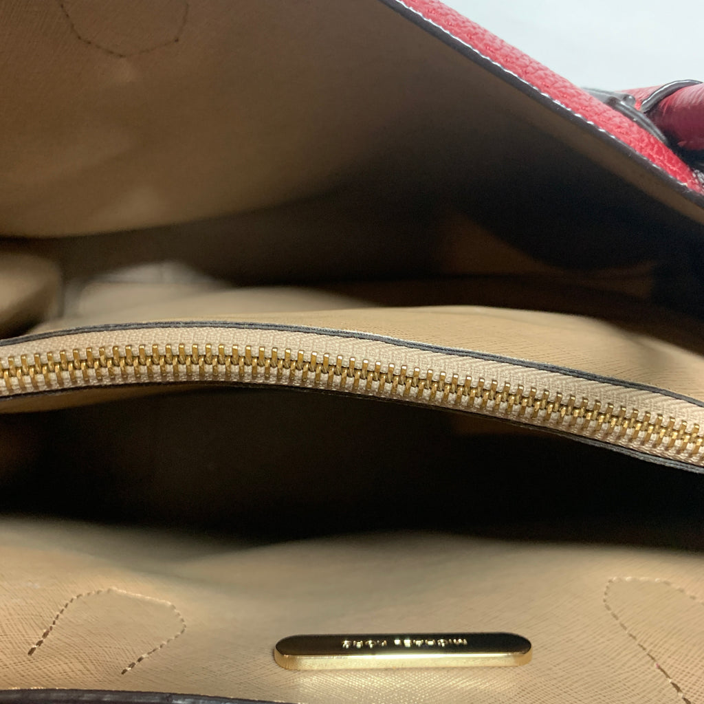 Michael Kors Red Pebbled Leather Mercer Satchel | Gently Used |