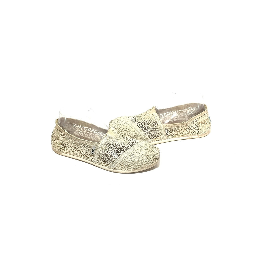 TOMS Ivory Lace Canvas Shoes | Pre Loved |