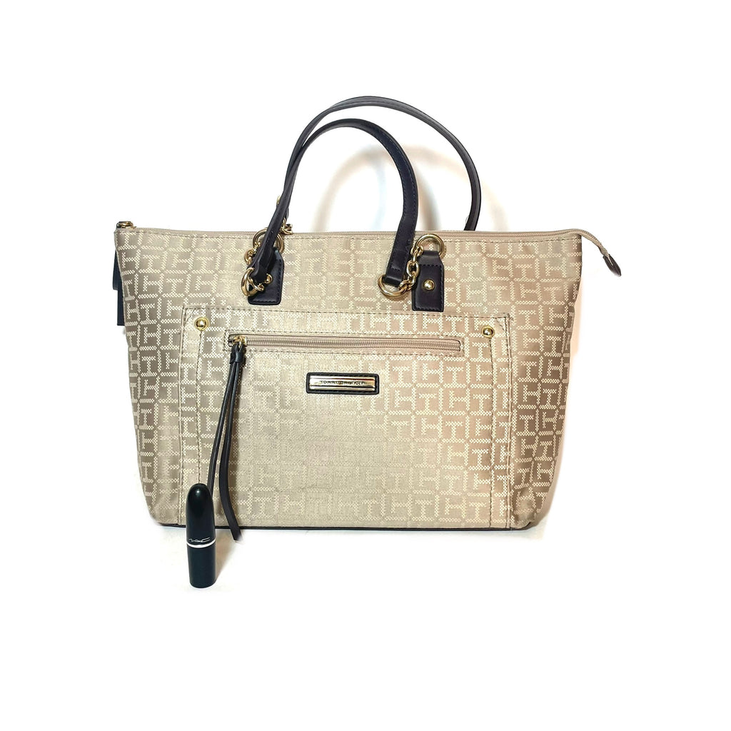 Tommy Hilfiger Beige Monogram Tote | Gently Used |