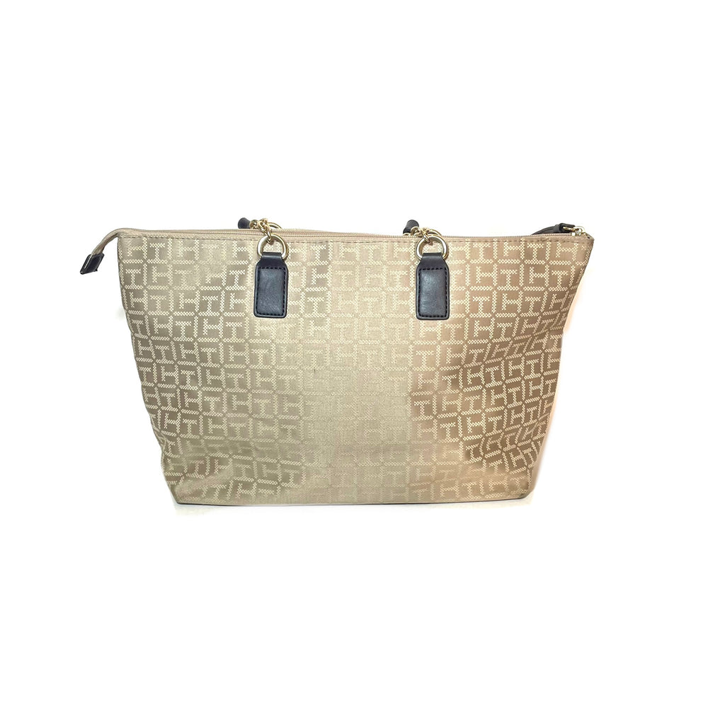 Tommy Hilfiger Beige Monogram Tote | Gently Used |