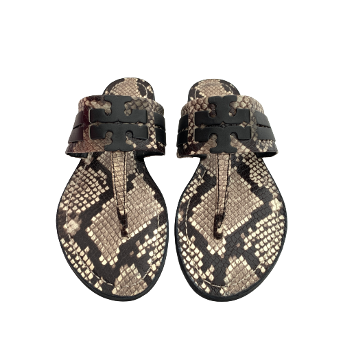 Tory Burch Snakeskin Leather 'Leigh' Thong Sandals | Brand New |