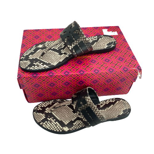 Tory Burch Snakeskin Leather 'Leigh' Thong Sandals | Brand New |
