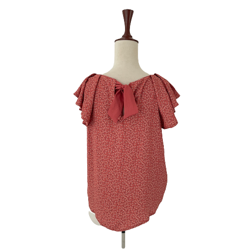 Mango Deep Pink Printed Ruffle Sleeves Blouse | Gently Used |