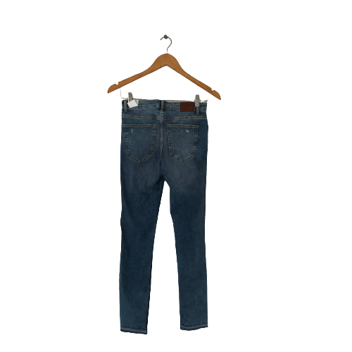 ZARA Blue Low-rise Slightly Distressed Ankle Length Jeans | Brand New |