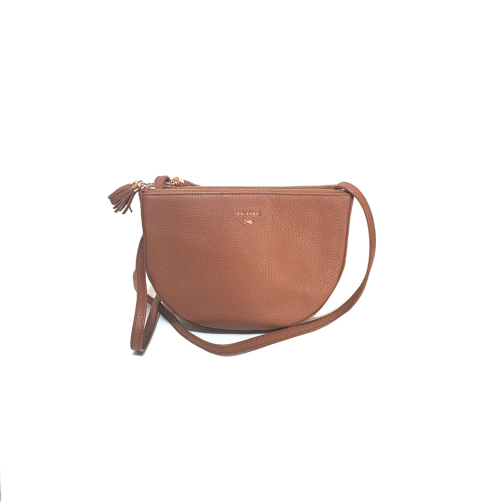 Ted Baker Tan Pebbled Leather Saddle Cross Body Bag | Pre Loved |