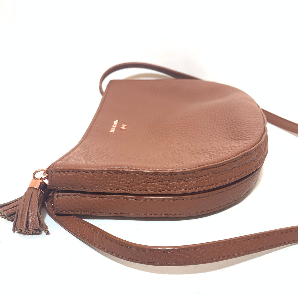 Ted Baker Tan Pebbled Leather Saddle Cross Body Bag | Pre Loved |