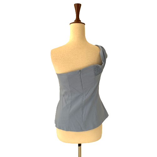 ZARA Blue Cotton One-shoulder Top | Brand New |