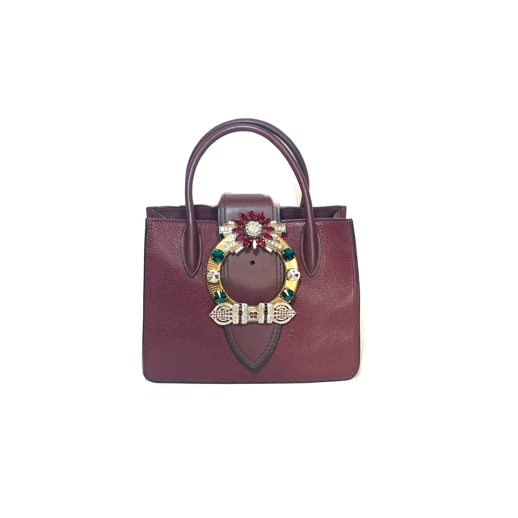Miu Miu 'Lady' Top-Handle Maroon Leather Satchel | Gently Used |