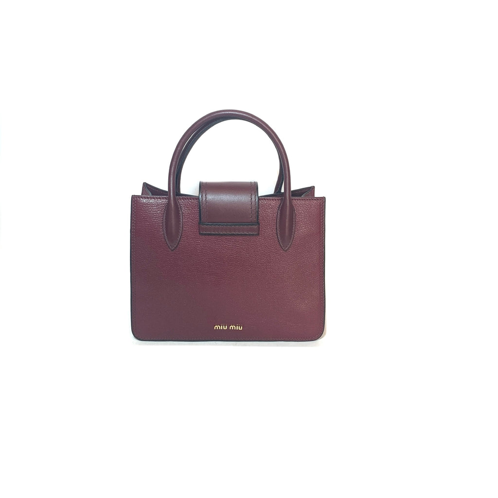 Miu Miu 'Lady' Top-Handle Maroon Leather Satchel | Gently Used |
