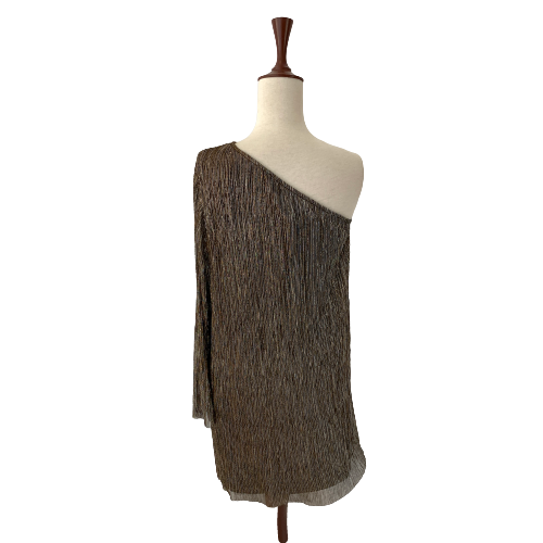H&M Gold Pleated One-shoulder Dress | Brand New |