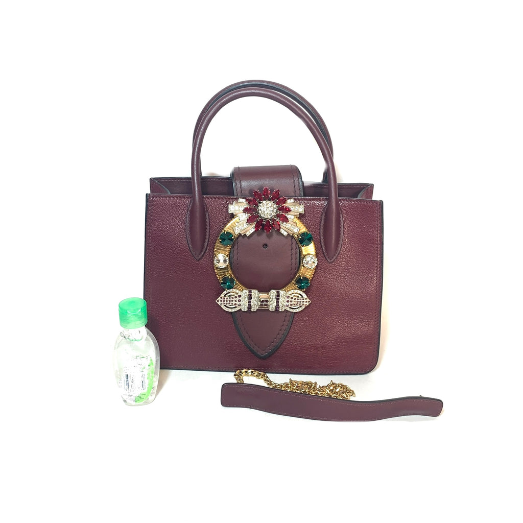 Miu Miu 'Lady' Top-Handle Maroon Leather Satchel | Gently Used |