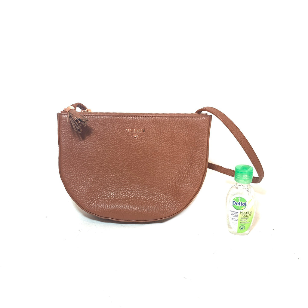 Ted Baker Tan Pebbled Leather Saddle Cross Body Bag | Pre Loved |