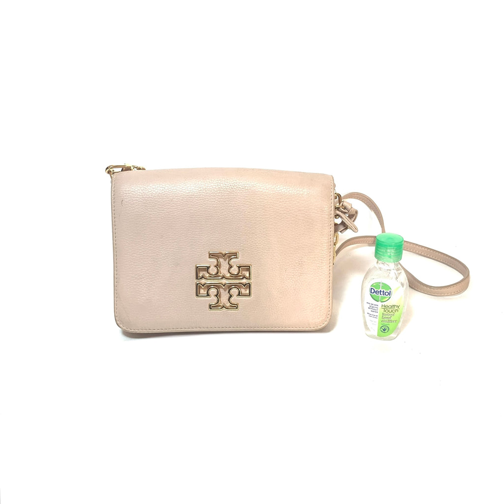 Tory Burch 'Britton' Beige Leather Cross Body Bag | Pre Loved |