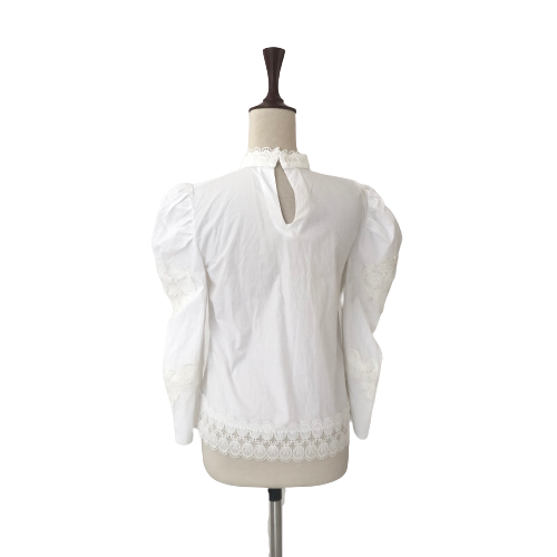 ZARA White Lace High-Neck Blouse | Pre Loved |