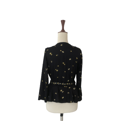 ZARA Black Printed Wrap Shirt | Gently Used |