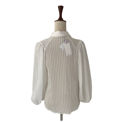 Mango Off-white Sheer Collared Shirt | Brand New |