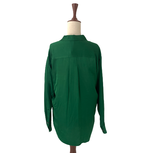 ZARA Bottle-green Satin Collared Shirt | Brand New |