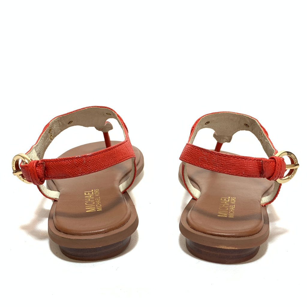 Michael Kors Red-Orange Leather Thong Sandals | Like New |