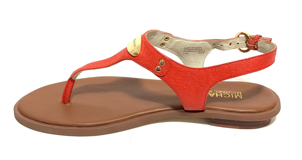 Michael Kors Red-Orange Leather Thong Sandals | Like New |