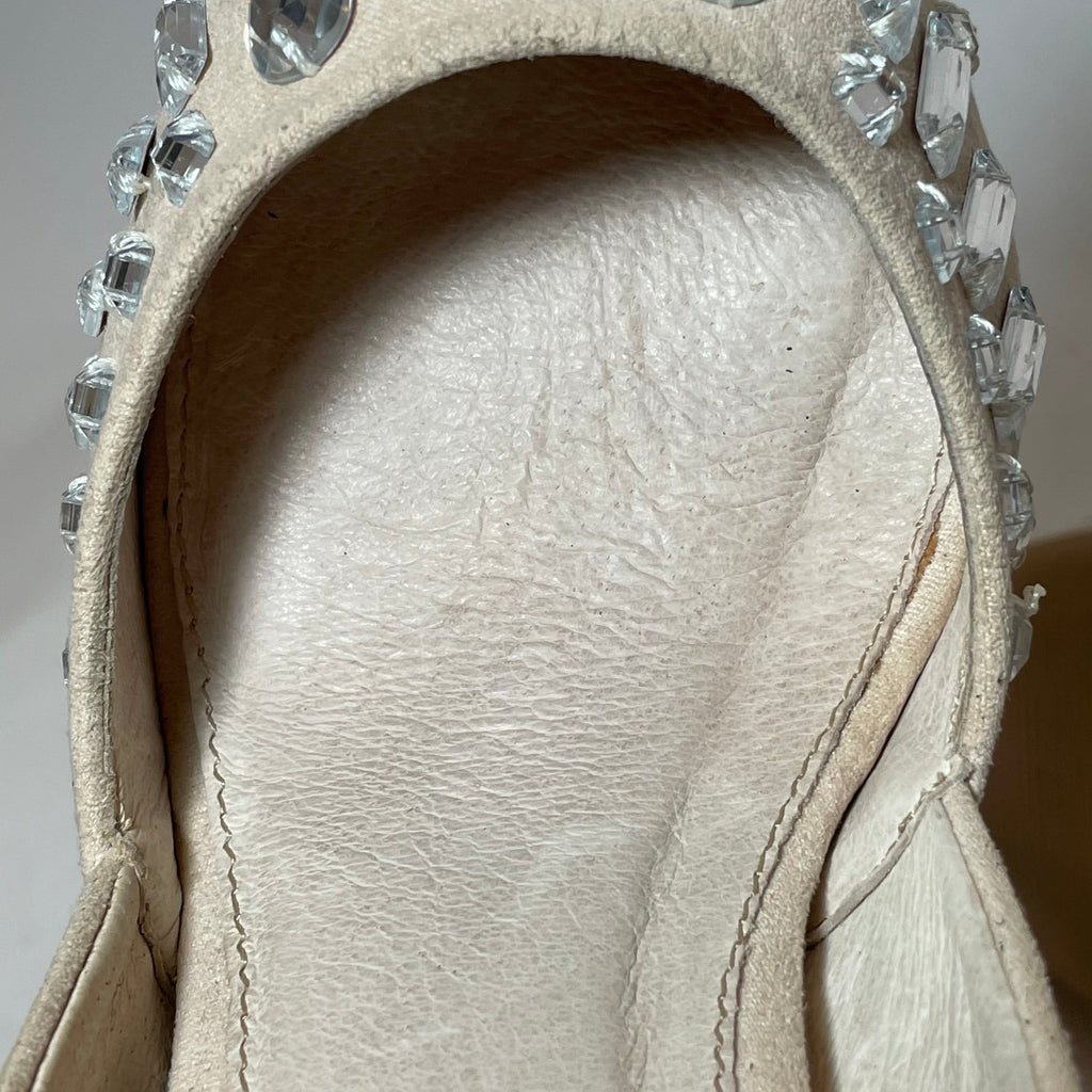 NEXT Beige Suede Rhinestones Pointed Pumps | Gently Used |